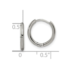 SRE1451 Chisel Stainless Steel Polished 1.6mm Hinged Hoop Earrings