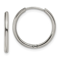 SRE1453 Chisel Stainless Steel Polished 1.6mm Hinged Hoop Earrings