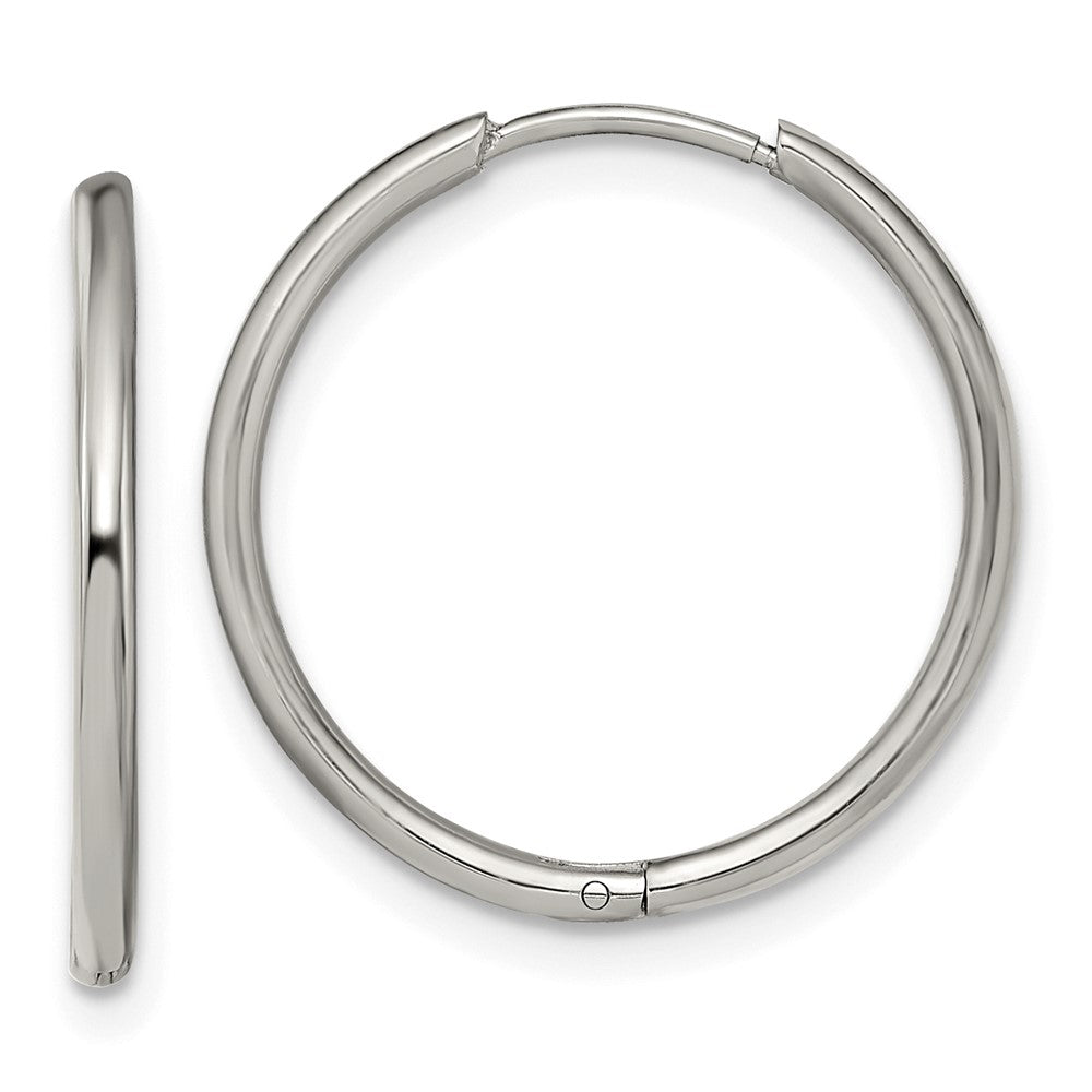 SRE1454 Chisel Stainless Steel Polished 1.6mm Hinged Hoop Earrings