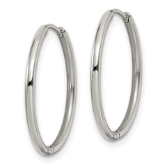 SRE1455 Chisel Stainless Steel Polished 1.6mm Hinged Hoop Earrings