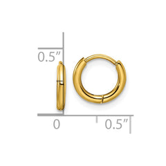 SRE1456 Chisel Stainless Steel Polished Yellow IP-plated 1.6mm Hinged Hoop Earrings