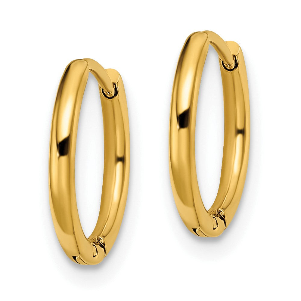 SRE1457 Chisel Stainless Steel Polished Yellow IP-plated 1.6mm Hinged Hoop Earrings