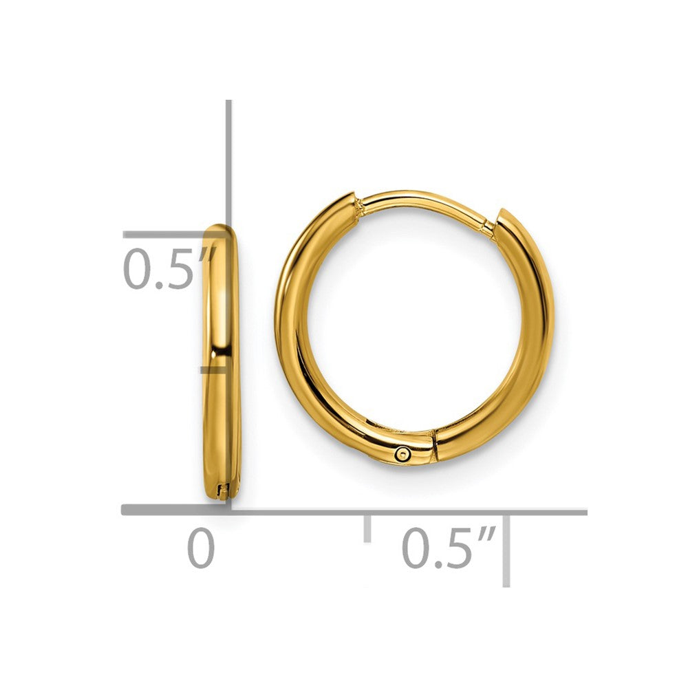 SRE1457 Chisel Stainless Steel Polished Yellow IP-plated 1.6mm Hinged Hoop Earrings