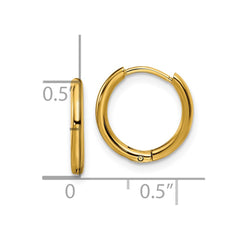 SRE1457 Chisel Stainless Steel Polished Yellow IP-plated 1.6mm Hinged Hoop Earrings