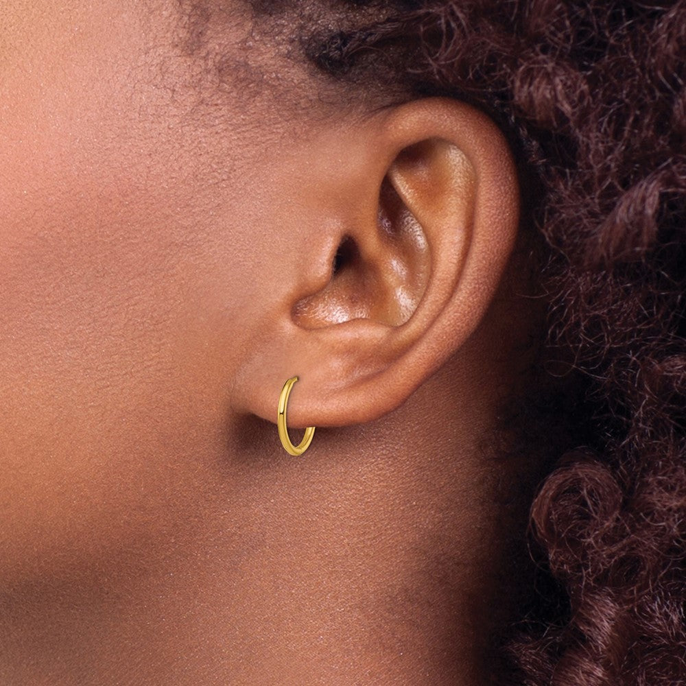 SRE1458 Chisel Stainless Steel Polished Yellow IP-plated 1.6mm Hinged Hoop Earrings