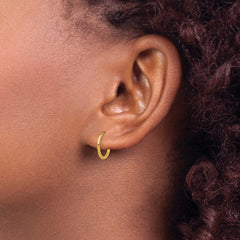 SRE1458 Chisel Stainless Steel Polished Yellow IP-plated 1.6mm Hinged Hoop Earrings