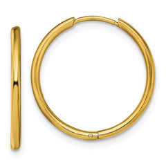 SRE1460 Chisel Stainless Steel Polished Yellow IP-plated 1.6mm Hinged Hoop Earrings
