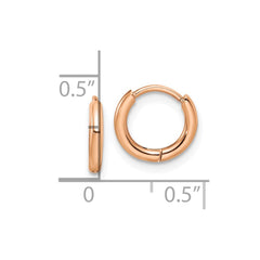 SRE1462 Chisel Stainless Steel Polished Rose IP-plated 1.6mm Hinged Hoop Earrings