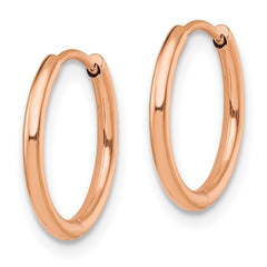 SRE1464 Chisel Stainless Steel Polished Rose IP-plated 1.6mm Hinged Hoop Earrings