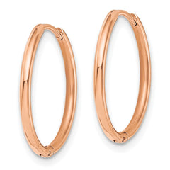 SRE1466 Chisel Stainless Steel Polished Rose IP-plated 1.6mm Hinged Hoop Earrings