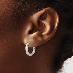 SRE1469 Chisel Stainless Steel Polished 3mm Hinged Hoop Earrings