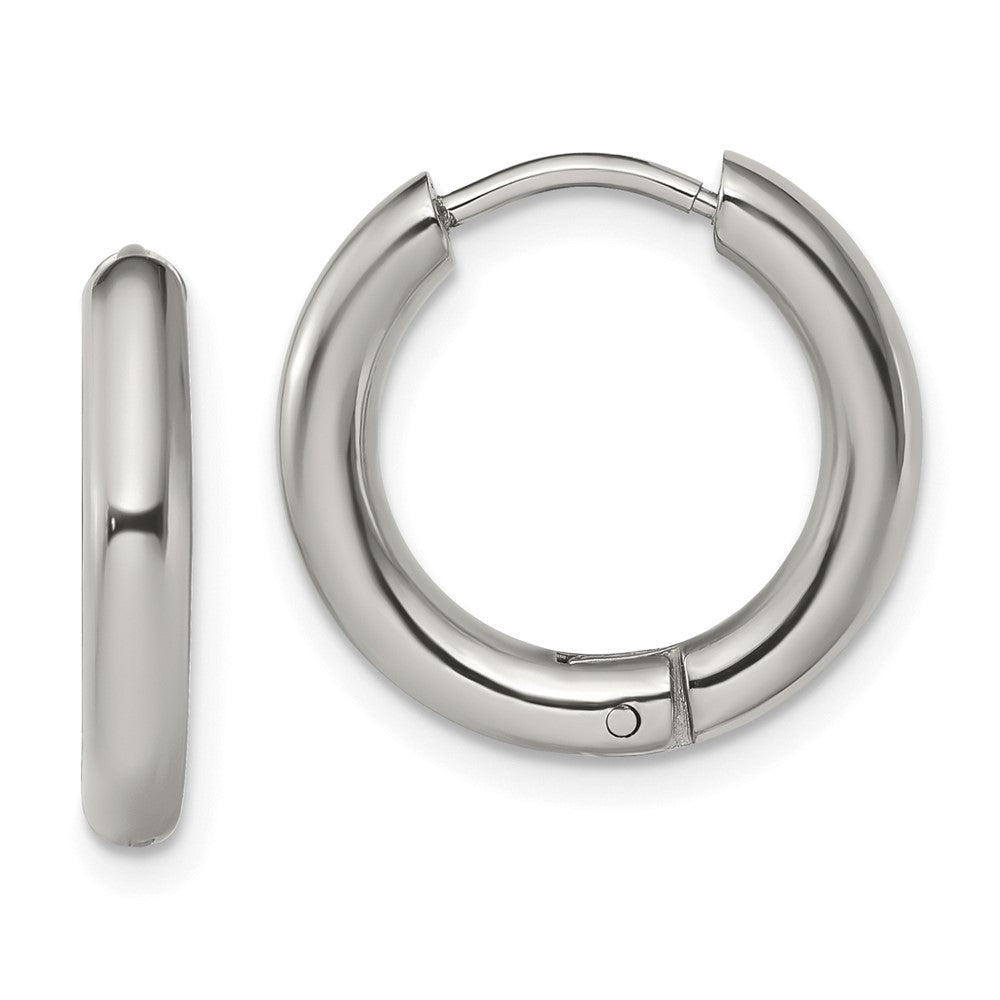 SRE1469 Chisel Stainless Steel Polished 3mm Hinged Hoop Earrings