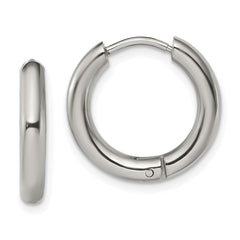SRE1469 Chisel Stainless Steel Polished 3mm Hinged Hoop Earrings