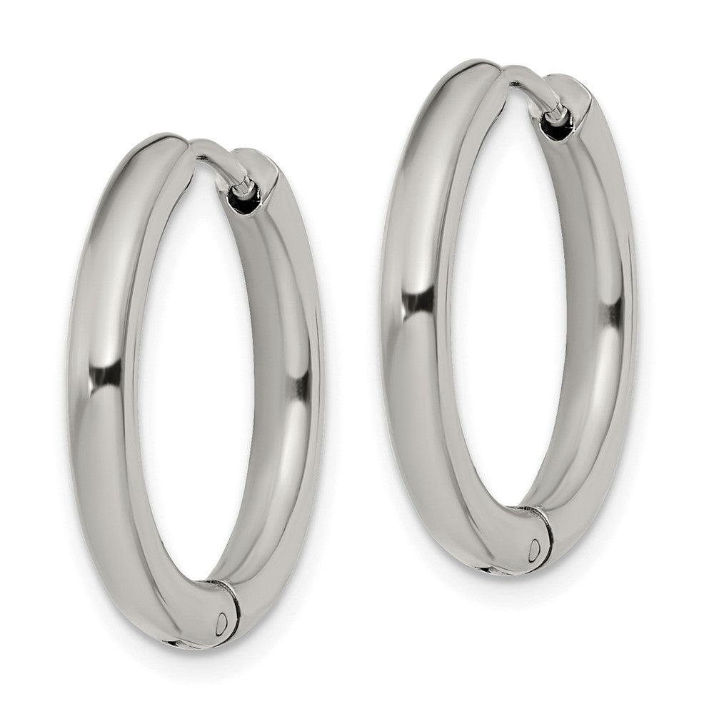 SRE1470 Chisel Stainless Steel Polished 3mm Hinged Hoop Earrings