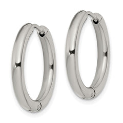 SRE1470 Chisel Stainless Steel Polished 3mm Hinged Hoop Earrings