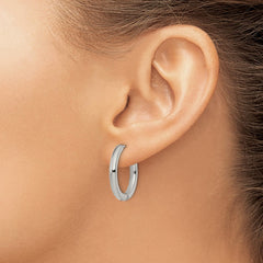 SRE1470 Chisel Stainless Steel Polished 3mm Hinged Hoop Earrings
