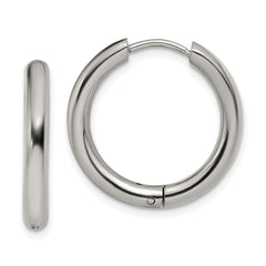 SRE1470 Chisel Stainless Steel Polished 3mm Hinged Hoop Earrings