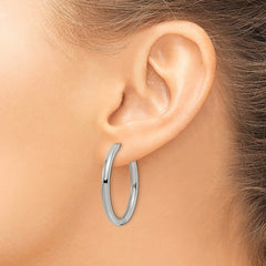 SRE1472 Chisel Stainless Steel Polished 3mm Hinged Hoop Earrings