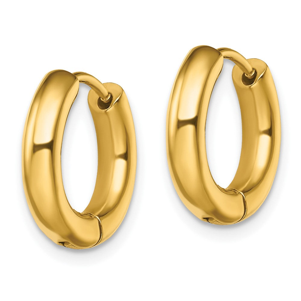 SRE1488 Chisel Stainless Steel Polished Yellow IP-plated 3.5mm Hinged Hoop Earrings
