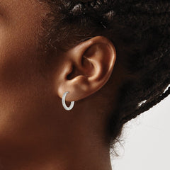 SRE1512 Chisel Stainless Steel Polished with Preciosa Crystal 2mm Hinged Hoop Earrings