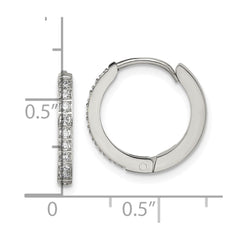 SRE1512 Chisel Stainless Steel Polished with Preciosa Crystal 2mm Hinged Hoop Earrings
