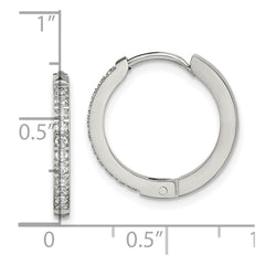 SRE1513 Chisel Stainless Steel Polished with Preciosa Crystal 2mm Hinged Hoop Earrings