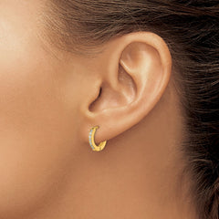 SRE1516 Chisel Stainless Steel Polished Yellow IP-plated with Preciosa Crystal Hinged Hoop Earrings