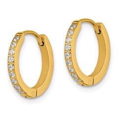 SRE1517 Chisel Stainless Steel Polished Yellow IP-plated with Preciosa Crystal Hinged Hoop Earrings