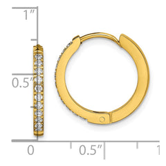 SRE1518 Chisel Stainless Steel Polished Yellow IP-plated with Preciosa Crystal Hinged Hoop Earrings