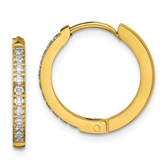SRE1518 Chisel Stainless Steel Polished Yellow IP-plated with Preciosa Crystal Hinged Hoop Earrings