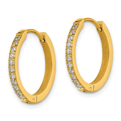 SRE1519 Chisel Stainless Steel Polished Yellow IP-plated with Preciosa Crystal Hinged Hoop Earrings
