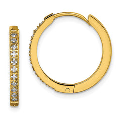 SRE1519 Chisel Stainless Steel Polished Yellow IP-plated with Preciosa Crystal Hinged Hoop Earrings