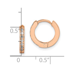 SRE1520 Chisel Stainless Steel Polished Rose IP-plated with Preciosa Crystal Hinged Hoop Earrings