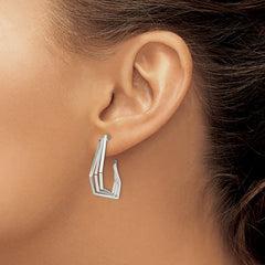 SRE1539 Chisel Stainless Steel Polished Geometric Post J Hoop Earrings