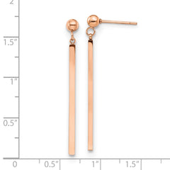 SRE1574 Chisel Stainless Steel Polished Rose IP-plated Bar Post Dangle Earrings