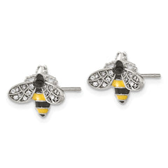 SRE1580 Chisel Stainless Steel Polished and Enameled with Preciosa Crystal Bee Post Earrings