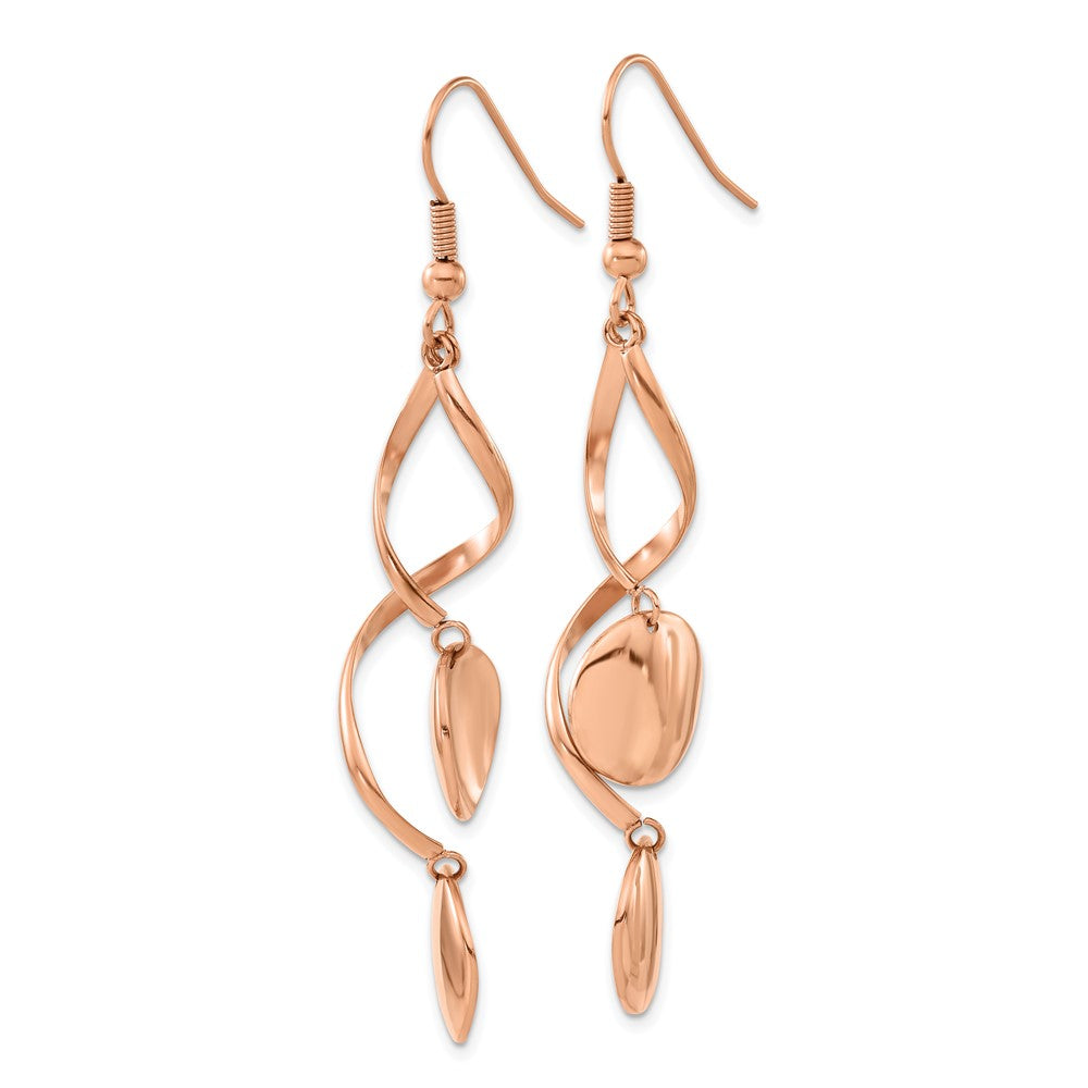 SRE1590 Chisel Stainless Steel Polished Twisted Shepherd Hook Earrings