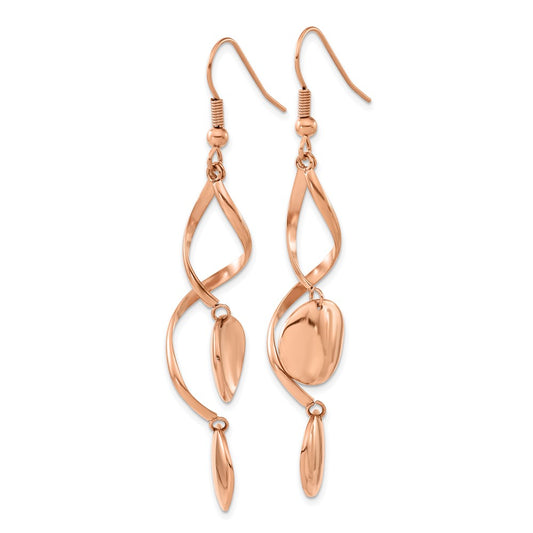 SRE1590 Chisel Stainless Steel Polished Twisted Shepherd Hook Earrings