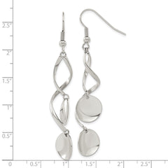SRE1590 Chisel Stainless Steel Polished Twisted Shepherd Hook Earrings