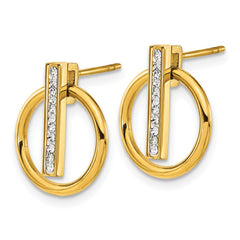 SRE1593 Chisel Stainless Steel Polished Yellow IP-plated Preciosa Crystal Post Dangle Earrings
