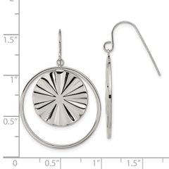 SRE1595 Chisel Stainless Steel Polished Dangle Shepherd Hook Earrings