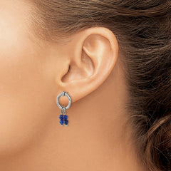 SRE1600 Chisel Stainless Steel Polished with Lapis Post Dangle Earrings