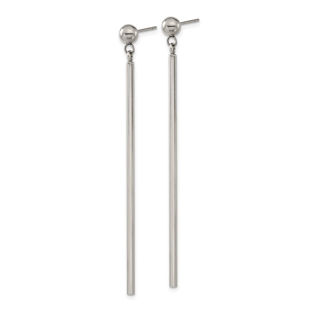 SRE1603 Chisel Stainless Steel Polished Bar Post Dangle Earrings
