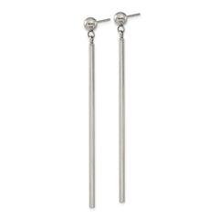 SRE1603 Chisel Stainless Steel Polished Bar Post Dangle Earrings