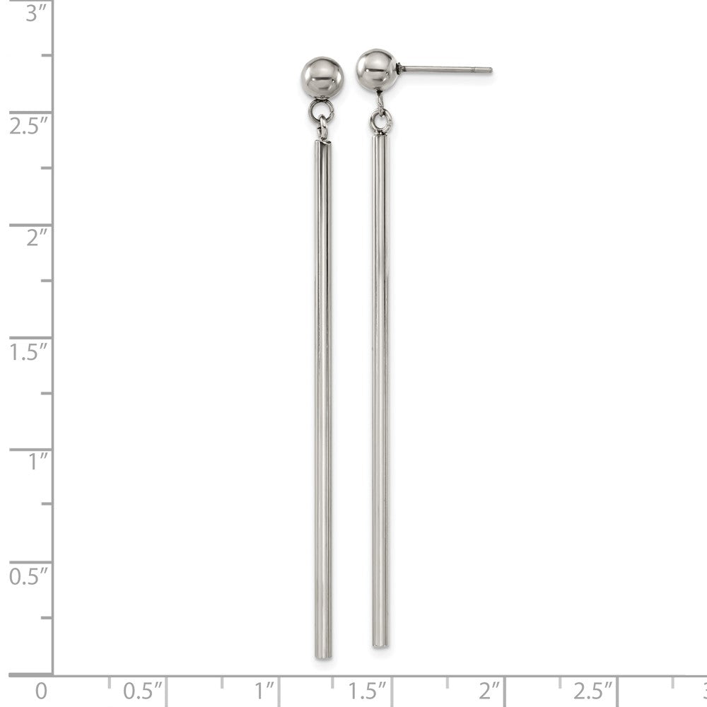 SRE1603 Chisel Stainless Steel Polished Bar Post Dangle Earrings