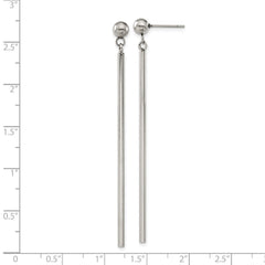 SRE1603 Chisel Stainless Steel Polished Bar Post Dangle Earrings