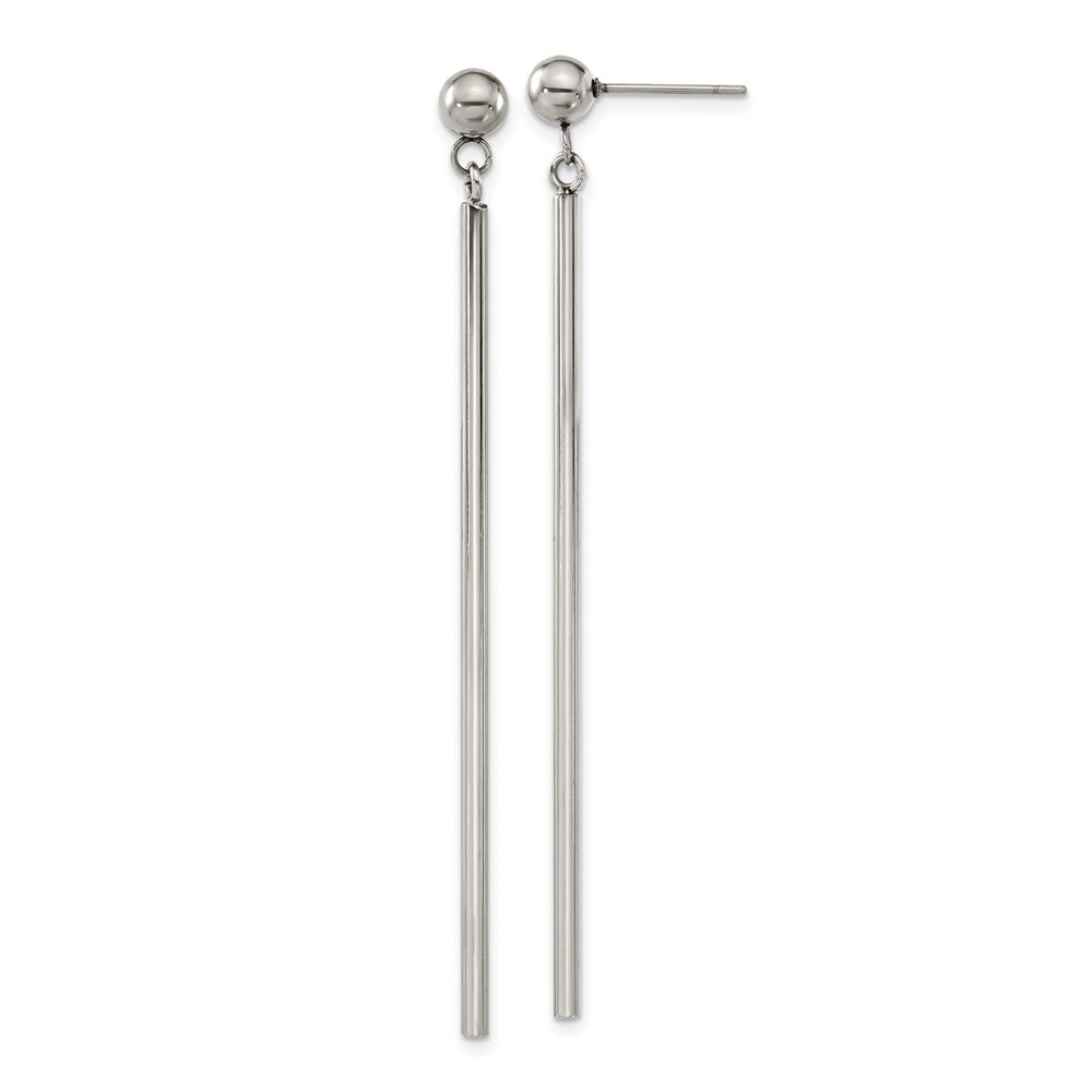 SRE1603 Chisel Stainless Steel Polished Bar Post Dangle Earrings