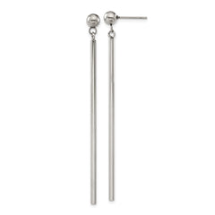 SRE1603 Chisel Stainless Steel Polished Bar Post Dangle Earrings