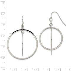 SRE1608 Chisel Stainless Steel Polished Double Circle Dangle Shepherd Hook Earrings