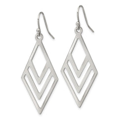 SRE1613 Chisel Stainless Steel Polished Diamond-shaped Dangle Shepherd Hook Earrings